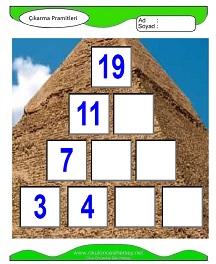Çıkarma Pramidi Çalışma Sayfaları